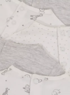 Grey & Safari Print Long Sleeve Tops 5 Pack - Up To 3 Mths