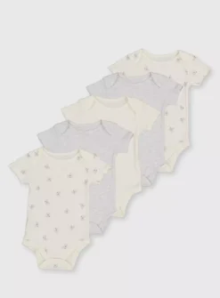 Grey & Cream Koala Bodysuits 5 Pack 6-9 Months