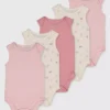 Pink Print Sleeveless Bodysuit 5 Pack Up To 3 Mths