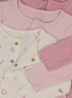 Pink Rainbow Sleepsuits 3 Pack Newborn