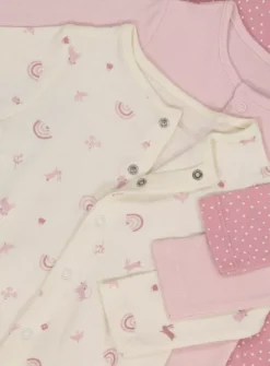 Pink Rainbow Sleepsuits 5 Pack 6-9 Months