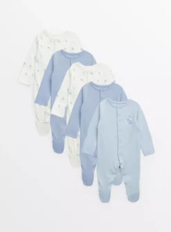Blue Space Sleepsuits 5 Pack 6-9 Months