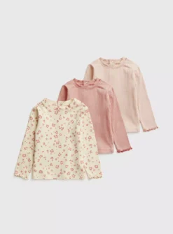 Pink Ribbed Leopard Tops 3 Pack 6-9 Months