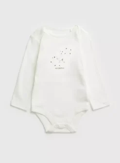 White Scorpio Zodiac Bodysuit - 6-9 Months
