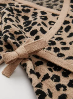 Leopard Knitted Wrap Over Romper9-12 Months