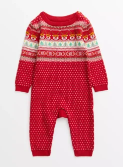 Red Reindeer Fairisle Christmas Romper18-24 Months