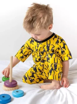 FRED & NOAH Yellow Chimp Shortie Romper - 1-2 Years