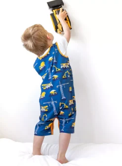 FRED & NOAH Construction Print Shoulder Popper Romper 2-3 Years