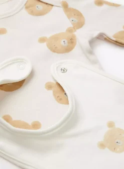Cream Bear Print 4 Piece Starter Set3-6 Months