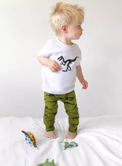 FRED & NOAH Khaki Dino Leggings 18-24 Month