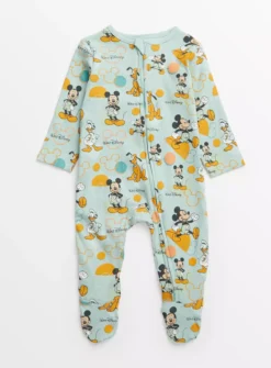 Disney Mickey Mouse Green Ribbed Sleepsuit3-6 Months