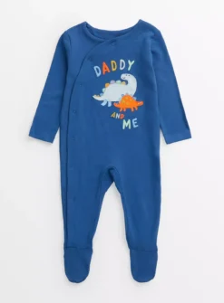 Blue Dinosaur Daddy And Me Sleepsuit Up To 3 Mths