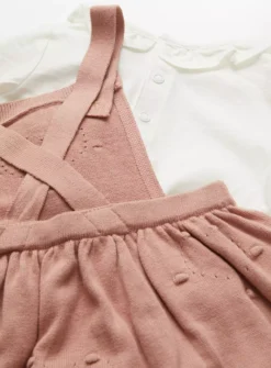 Pink Knitted Pinafore Dress & Tights Set18-24 Months