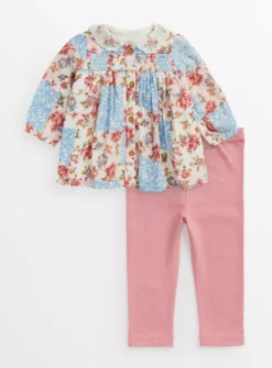 Patchwork Print Blouse & Leggings 6-9 Months