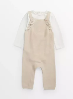 Cream Knitted Dungaree Set 9-12 Months