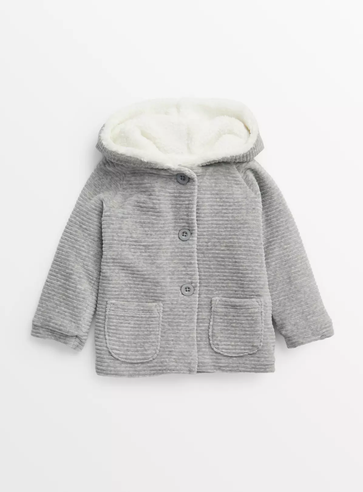 Grey Fleece Lined Hooded Cardigan3-6 Months - Image 2