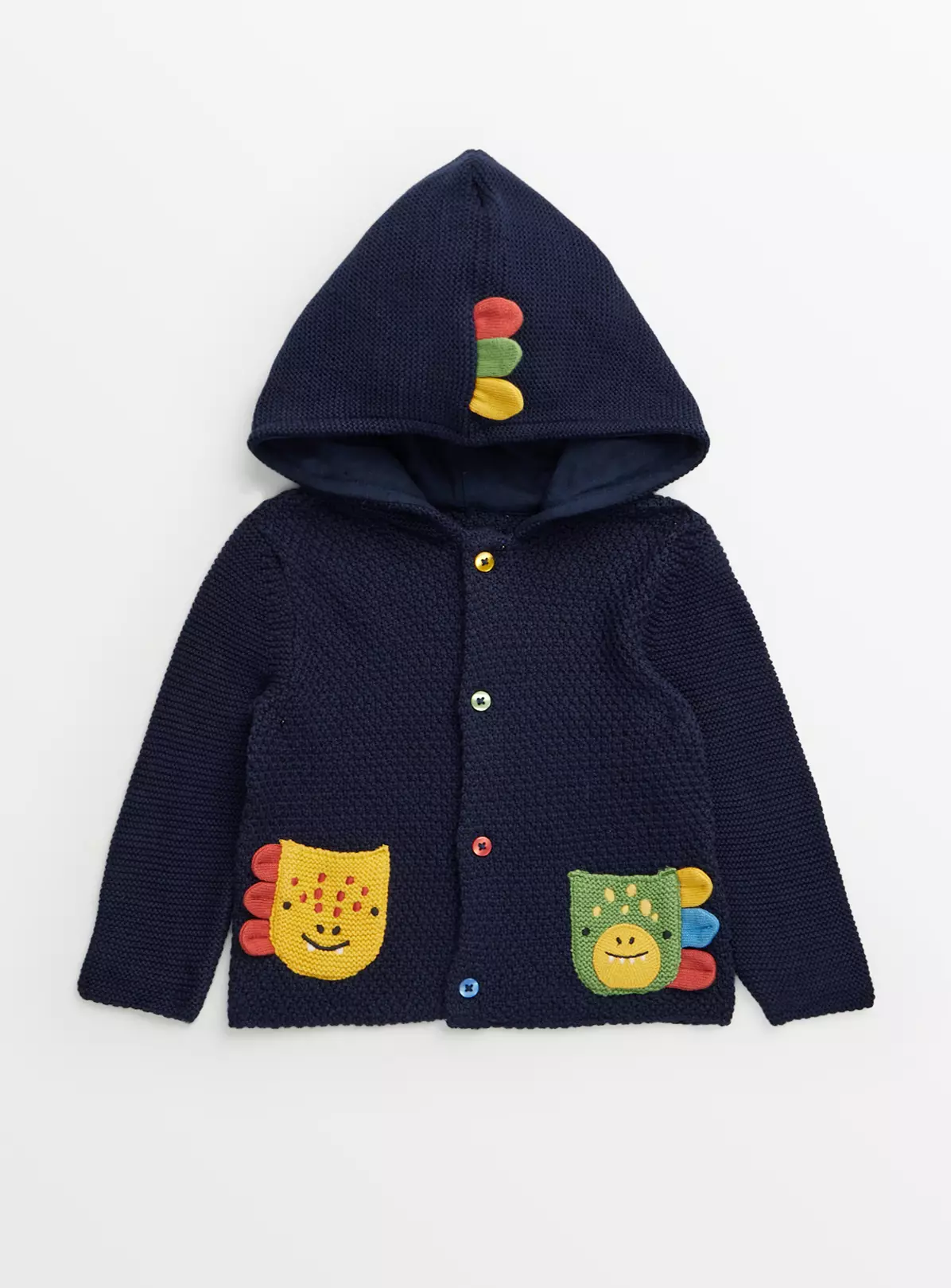 Navy Novelty Dinosaur Hooded Cardigan 18-24 Months - Image 2
