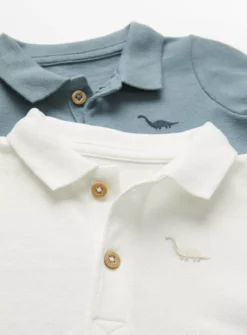 Blue & White Polo Bodysuits 2 Pack 6-9 Months