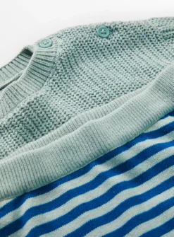 Seafoam Jumper & Stripe Knitted Bottoms 6-9 Months