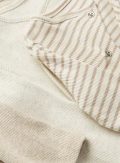 Oatmeal Ribbed Bodysuit 3 PackUp To 3 Mths