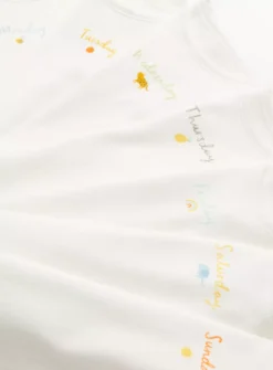 White Weekdays Short Sleeve Bodysuits 7 Pack12-18 Months