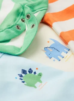Dinosaur Printed Short Sleeve Bodysuits 4 Pack 6-9 Months