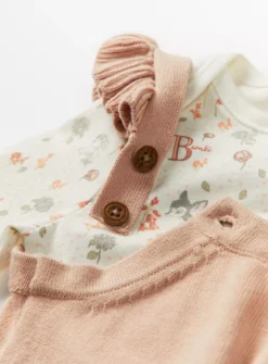 Disney Bambi Pink Ruffle Romper & Tights Set 9-12 Months
