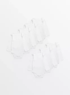 White Long Sleeve Bodysuits 7 Pack6-9 Months