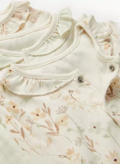 Neutral Traditional Print Sleepsuit 3 PackUp To 3 Mths