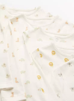 White Micro Animal Print Sleepsuit 5 Pack18-24 Months