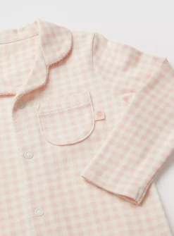 Pink Gingham Romper & Hat 6-9 Months