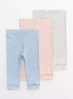 Polka Dot Ribbed Leggings 3 Pack 9-12 Months