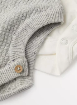 Grey Bear Knitted Romper Set 3-6 Months