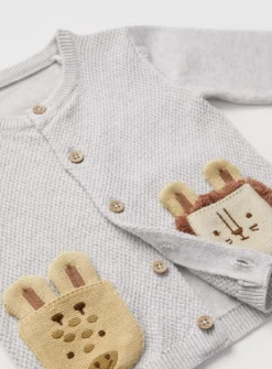 Grey Zoo Animal Pocket Cardigan 9-12 Months