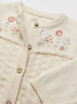 Cream Floral Pointelle Cardigan 9-12 Months