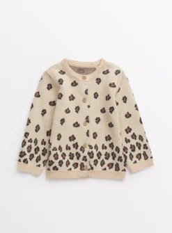 Beige Leopard Design Cardigan Up To 3 Mths