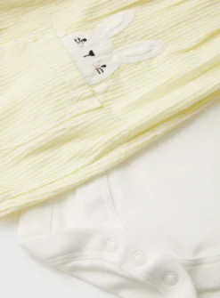 Yellow Bunny Seersucker Romper & Bodysuit Set 6-9 Months