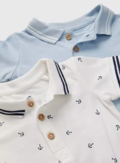 Nautical Polo Bodysuit 2 Pack Up To 3 Mths