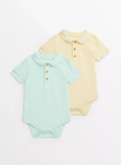 Pastel Polo Bodysuit 2 Pack Up To 3 Mths