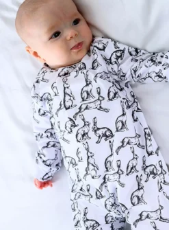 FRED & NOAH Hare Print Sleepsuit 0-3 Month